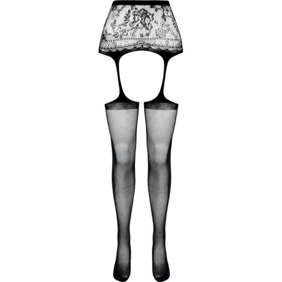 PASSION - S028 BLACK TIGHTS WITH GARTER ONE SIZE PASSION WOMAN GARTER & STOCK - 5