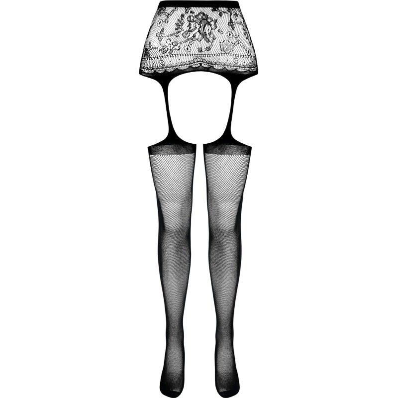 PASSION - S028 BLACK TIGHTS WITH GARTER ONE SIZE PASSION WOMAN GARTER & STOCK - 5