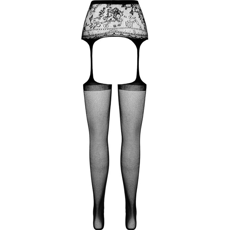 PASSION - S028 BLACK TIGHTS WITH GARTER ONE SIZE PASSION WOMAN GARTER & STOCK - 6