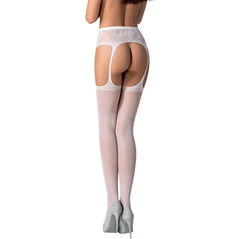 PASSION - S028 WHITE STOCKINGS WITH GARTER ONE SIZE PASSION WOMAN GARTER & STOCK - 2