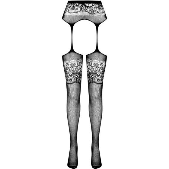 PASSION - S029 BLACK TIGHTS WITH GARTER ONE SIZE PASSION WOMAN GARTER & STOCK - 5