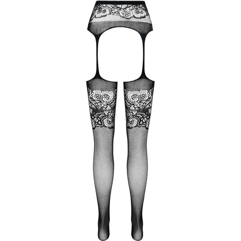 PASSION - S029 BLACK TIGHTS WITH GARTER ONE SIZE PASSION WOMAN GARTER & STOCK - 6