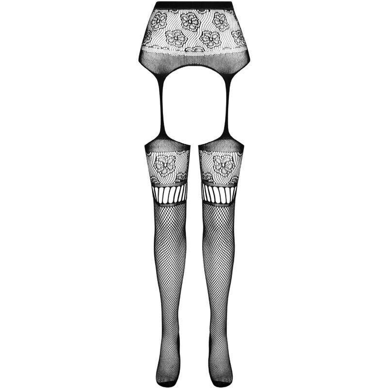 PASSION - S030 TIGHTS WITH BLACK GARTER ONE SIZE PASSION WOMAN GARTER & STOCK - 5