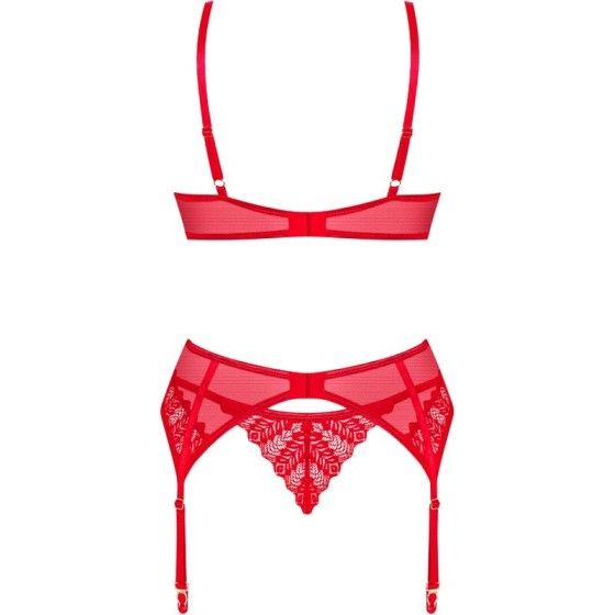 OBSESSIVE - INGRIDIA SET TWO PIECES CROTCHLESS RED XL/XXL OBSESSIVE SETS - 6
