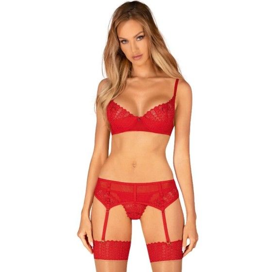 OBSESSIVE - INGRIDIA SET THREE PIECES RED XS/S OBSESSIVE SETS - 1