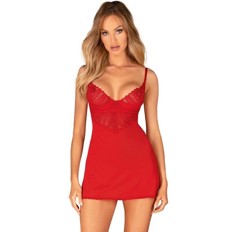 OBSESSIVE - INGRIDIA CHEMISE & THONG RED XS/S OBSESSIVE CHEMISE - 1