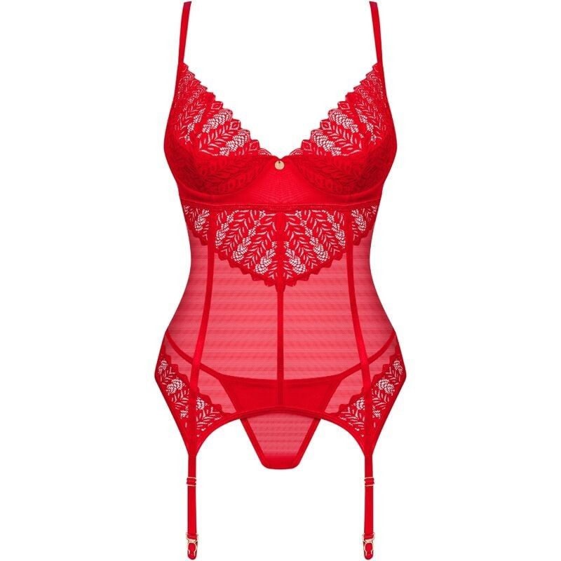 OBSESSIVE - INGRIDIA CORSET & THONG RED M/L OBSESSIVE CORSETS - 5