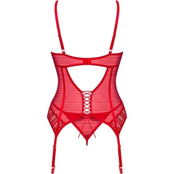 OBSESSIVE - INGRIDIA CORSET & THONG RED M/L OBSESSIVE CORSETS - 6