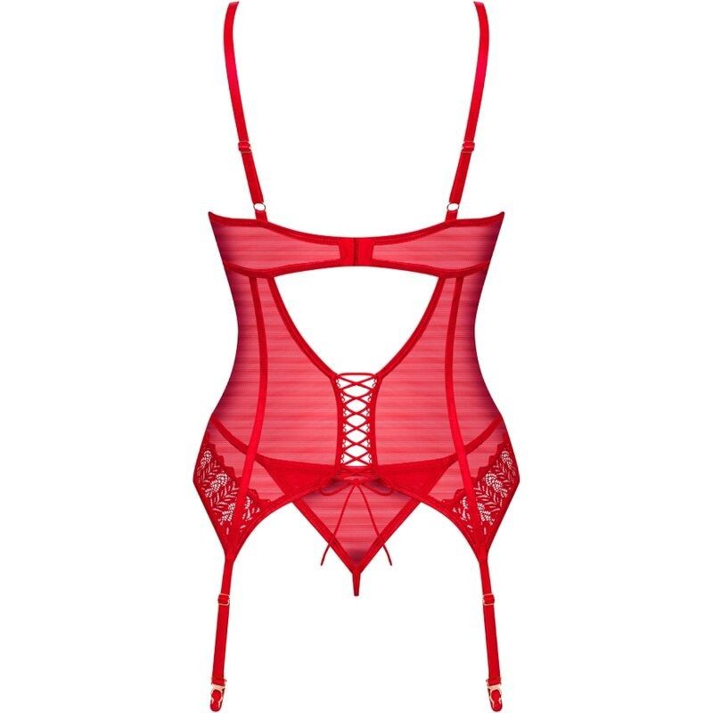 OBSESSIVE - INGRIDIA CORSET & THONG RED M/L OBSESSIVE CORSETS - 6