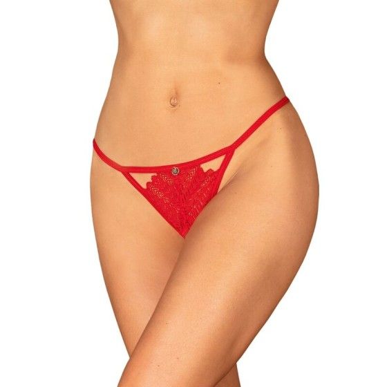 OBSESSIVE - INGRIDIA THONG CROTCHLESS RED XS/S OBSESSIVE PANTIES & THONG - 1