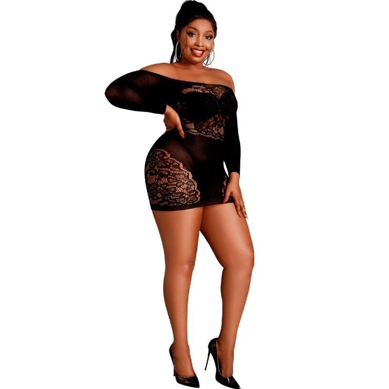 MOONLIGHT - MODEL 7 LONG SLEEVE DRESS BLACK PLUS SIZE MOONLIGHT - 1