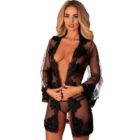 LIVCO CORSETTI FASHION - HERINA LC XG056 DRESSING GOWN + PANTY BLACK ONE SIZE