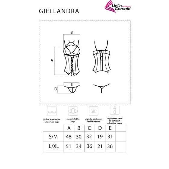 LIVCO CORSETTI FASHION - GIELLANDRA FOR THE SENSES COLLECTION CORSET + PANTY BLACK L/XL LIVCO CORSETTI SETS - 5