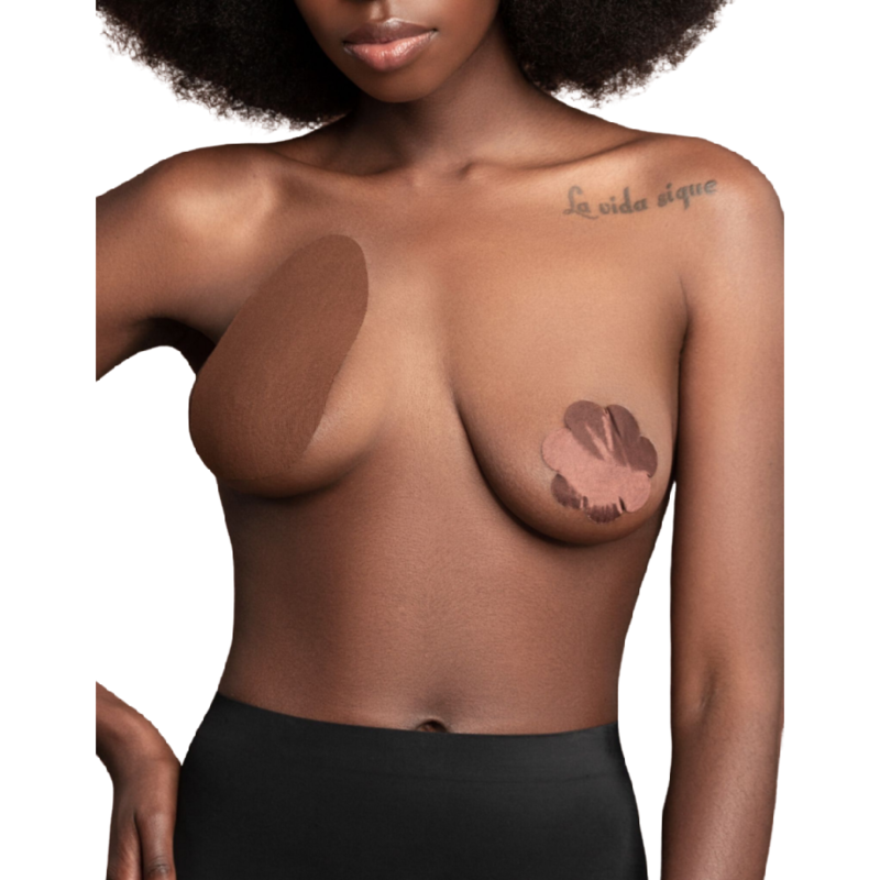 BYE-BRA - BREASTS ENHANCER + 3 PAIRS OF SATIN BROWN CUP A/C BYE BRA - PULL UPS - 2