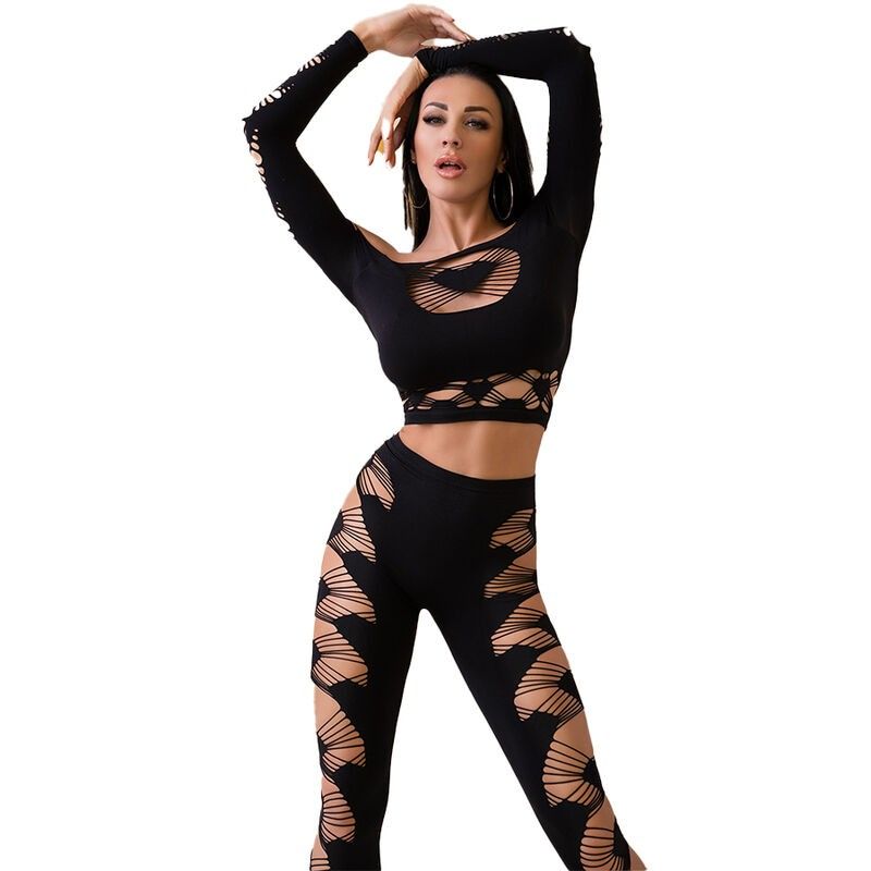 CHILIROSE - CR 4436 TOP & LEGGINS BLACK S/L CHILIROSE SETS - 1