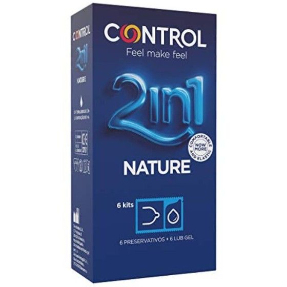 CONTROL - DUO NATURA 2-1 PRESERVATIVE + GEL 6 UNITS CONTROL CONDOMS - 1
