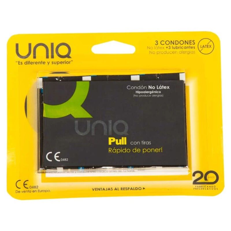 UNIQ - PULL LATEX FREE CONDOMS WITH STRIPS 3 UNITS UNIQ - 1