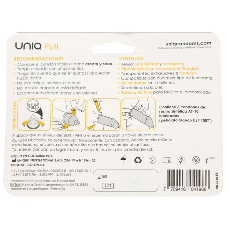 UNIQ - PULL LATEX FREE CONDOMS WITH STRIPS 3 UNITS UNIQ - 2