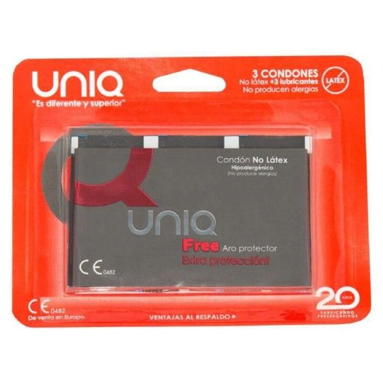 UNIQ - FREE LATEX FREE CONDOMS WITH PROTECTIVE RING 3 UNITS UNIQ - 1
