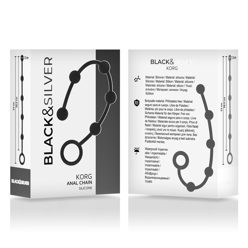 BLACK&SILVER - KORG ANAL ROSARY SILICONE INITIATION 21 CM BLACK&SILVER - 4