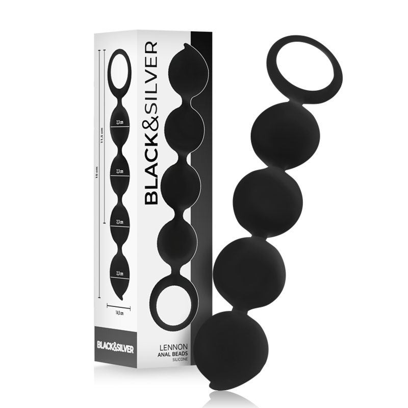 BLACK&SILVER - LENNON ANAL ROSARY 4 SILICONE SPHERES 15 CM BLACK&SILVER - 1