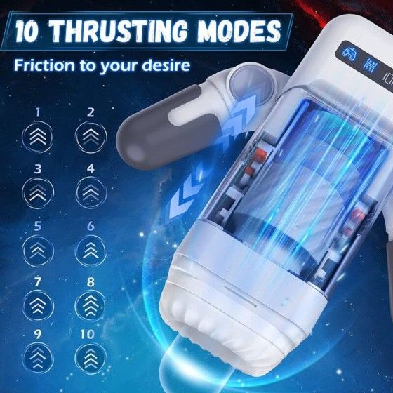 GAME CUP - THRUSTING VIBRATION MASTURBATOR WITH HEATING FUNCTION AND MOBILE SUPPORT - BLACK BAILE FOR HIM - 9