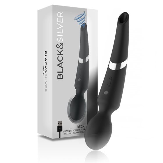 BLACK&SILVER - BECK RECHARGEABLE SILICONE MASSAGER AND SUCTION BLACK BLACK&SILVER - 2