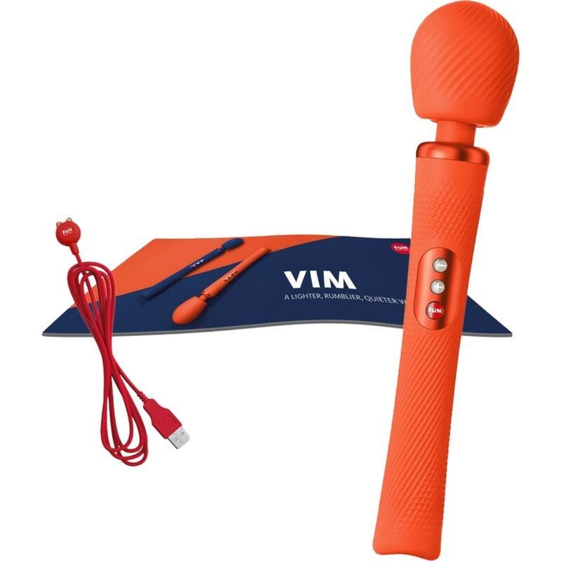 FUN FACTORY - VIM SILICONE RECHARGEABLE VIBRATING WEIGHTED RUMBLE WAND SUNRISE ORANGE FUN FACTORY - 5