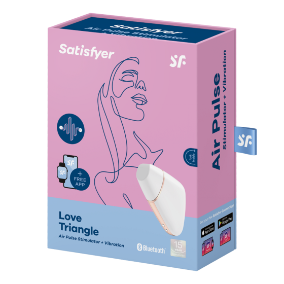 SATISFYER - LOVE TRIANGLE AIR PULSE STIMULATOR & VIBRATOR WHITE SATISFYER CONNECT - 7