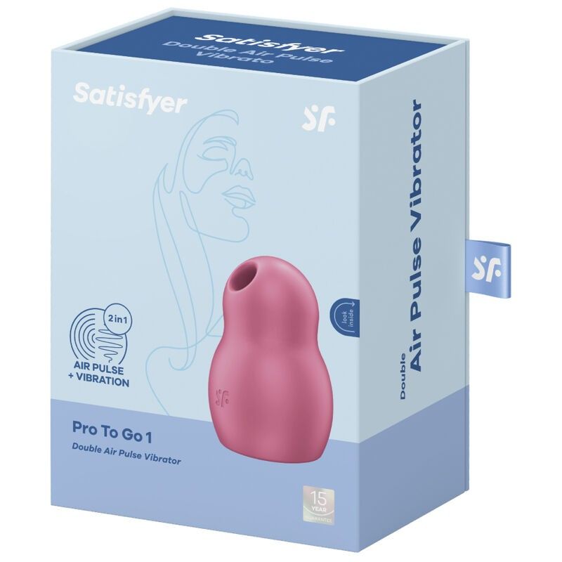 SATISFYER - PRO TO GO 1 DOUBLE AIR PULSE STIMULATOR & VIBRATOR RED SATISFYER AIR PULSE - 4