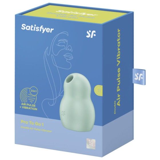 SATISFYER - PRO TO GO 1 DOUBLE AIR PULSE STIMULATOR & VIBRATOR GREEN SATISFYER AIR PULSE - 4