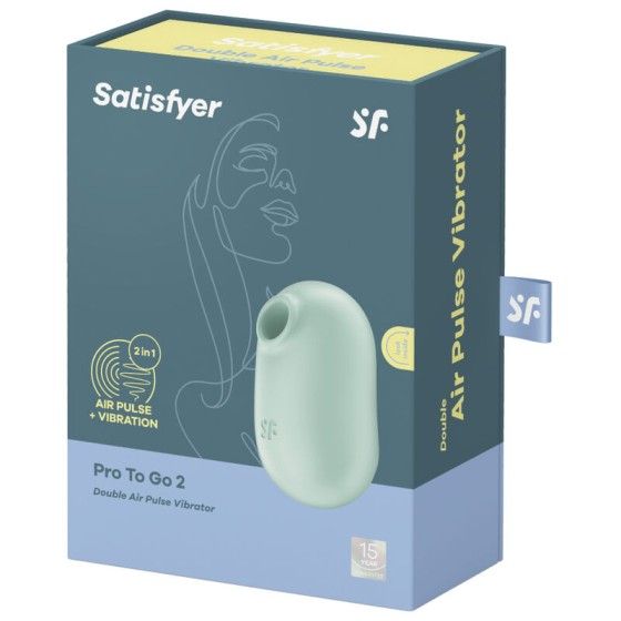 SATISFYER - PRO TO GO 2 DOUBLE AIR PULSE STIMULATOR & VIBRATOR GREEN SATISFYER AIR PULSE - 5