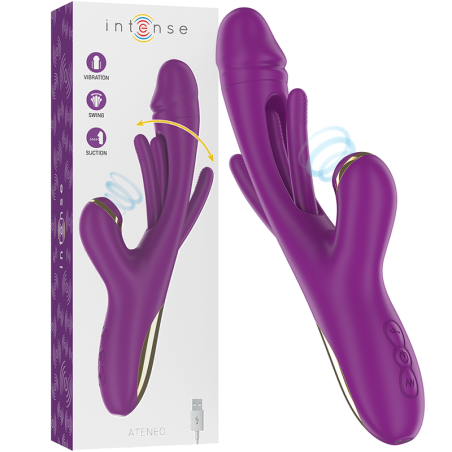 INTENSE - ATENEO RECHARGEABLE MULTIFUNCTION VIBRATOR 7 VIBRATIONS WITH SWINGING MOTION AND SUCKING PURPLE