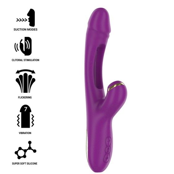 INTENSE - ATENEO RECHARGEABLE MULTIFUNCTION VIBRATOR 7 VIBRATIONS WITH SWINGING MOTION AND SUCKING PURPLE INTENSE FUN - 2