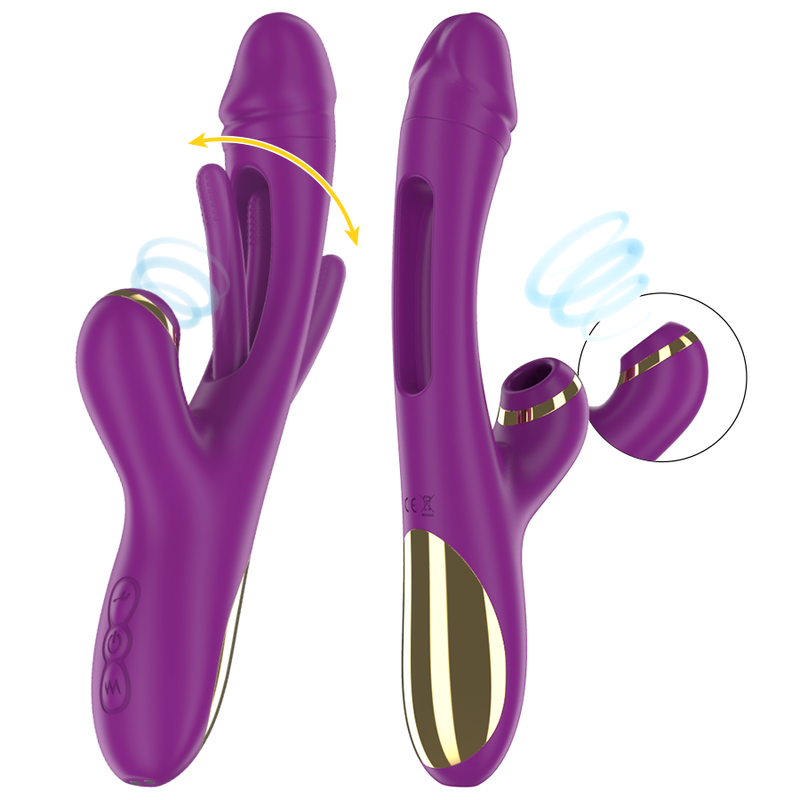 INTENSE - ATENEO RECHARGEABLE MULTIFUNCTION VIBRATOR 7 VIBRATIONS WITH SWINGING MOTION AND SUCKING PURPLE INTENSE FUN - 3