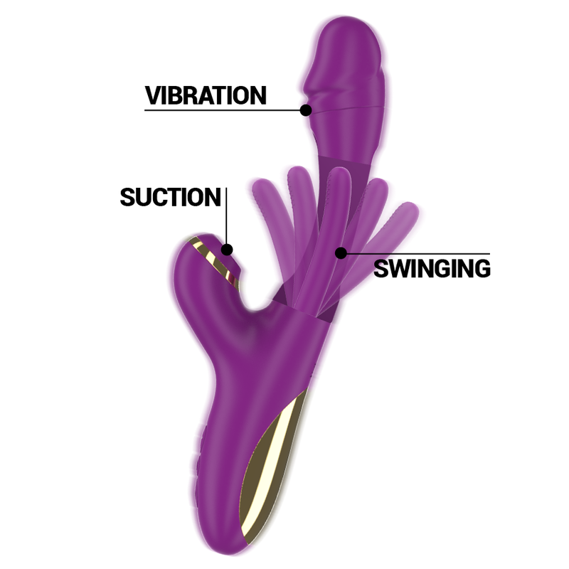 INTENSE - ATENEO RECHARGEABLE MULTIFUNCTION VIBRATOR 7 VIBRATIONS WITH SWINGING MOTION AND SUCKING PURPLE INTENSE FUN - 4