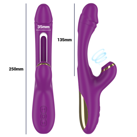 INTENSE - ATENEO RECHARGEABLE MULTIFUNCTION VIBRATOR 7 VIBRATIONS WITH SWINGING MOTION AND SUCKING PURPLE INTENSE FUN - 5