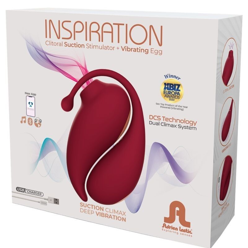 ADRIEN LASTIC - INSPIRATION CLITORIS SUCKER + VIBRATING EGG RED - FREE APP ADRIEN LASTIC - 9