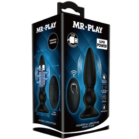 MR PLAY - POWERFUL VIBRATOR REMOTE CONTROL ANAL PLUG BLACK MR PLAY - 9