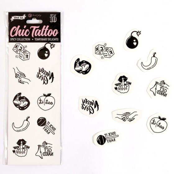 SECRET PLAY - SET OF 10 SPICY COLLECTION TEMPORARY TATTOOS SECRETPLAY - 1