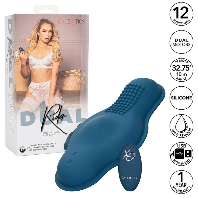 CALIFORNIA EXOTICS - RIDER MASSAGER DOUBLE MOTOR REMOTE CONTROL BLUE CALIFORNIA EXOTICS - 2