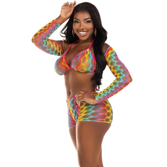 LEG AVENUE - THREE PIECE SET MULTICOLOR LEG AVENUE SETS - 3