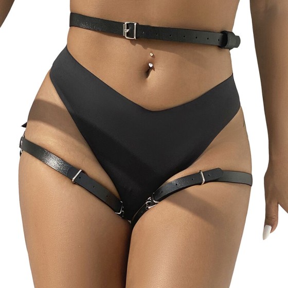 SUBBLIME - LEATHER WAIST AND LEG HARNESS BLACK ONE SIZE