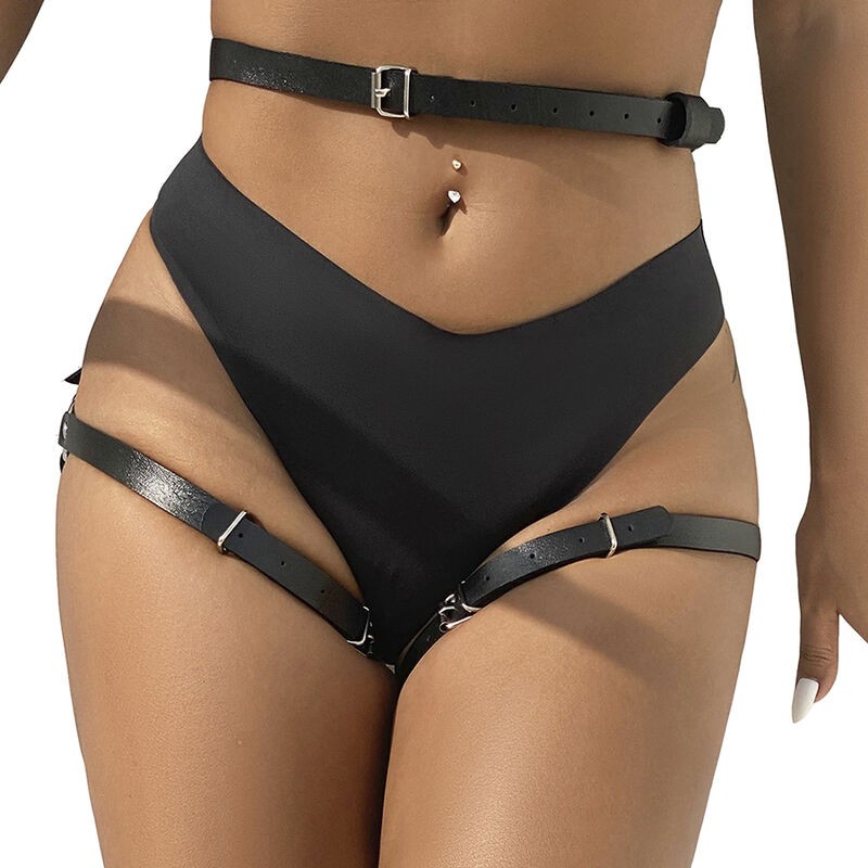 SUBBLIME - LEATHER WAIST AND LEG HARNESS BLACK ONE SIZE SUBBLIME FETISH - 1