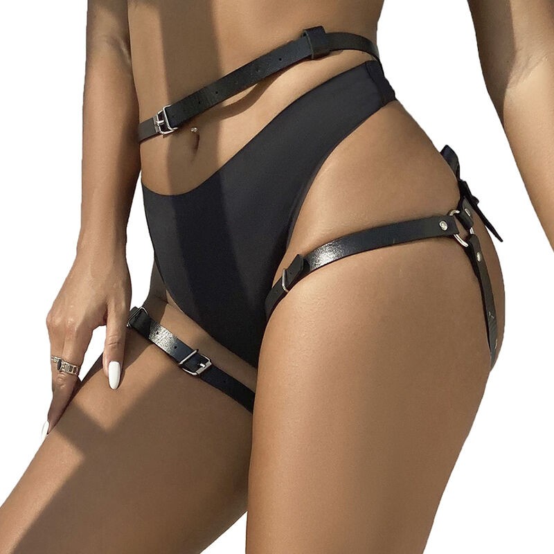 SUBBLIME - LEATHER WAIST AND LEG HARNESS BLACK ONE SIZE SUBBLIME FETISH - 2