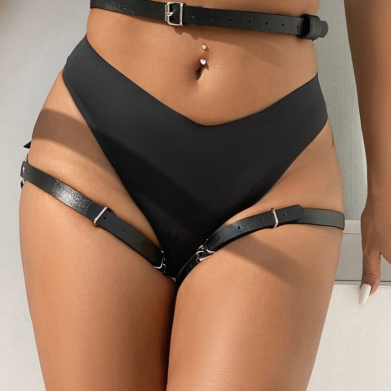 SUBBLIME - LEATHER WAIST AND LEG HARNESS BLACK ONE SIZE SUBBLIME FETISH - 8