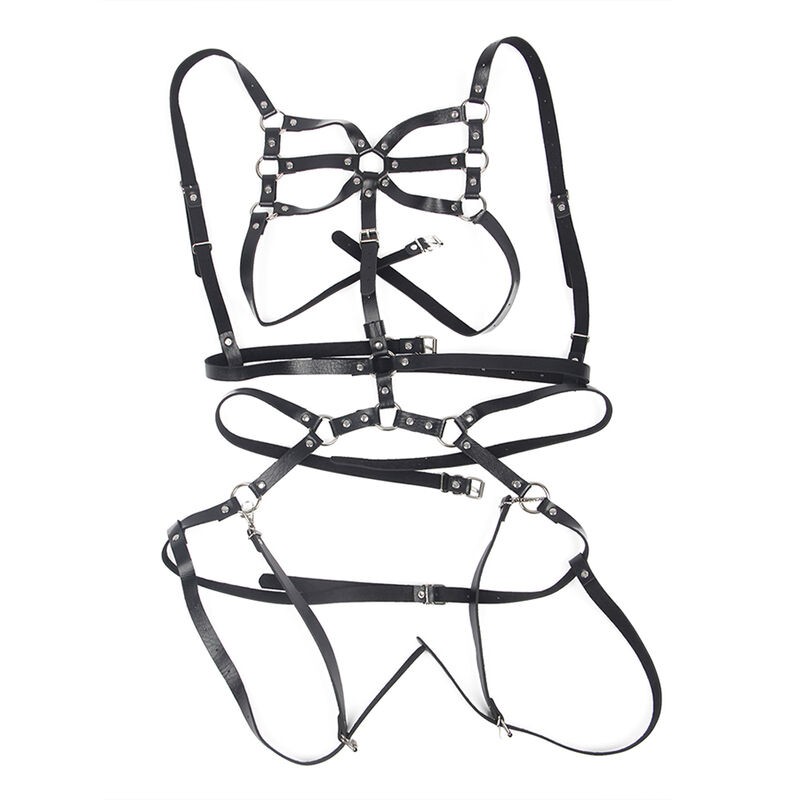 SUBBLIME - BODY HARNESS ADJUSTABLE STRAPS LEATHER BLACK ONE SIZE SUBBLIME FETISH - 4