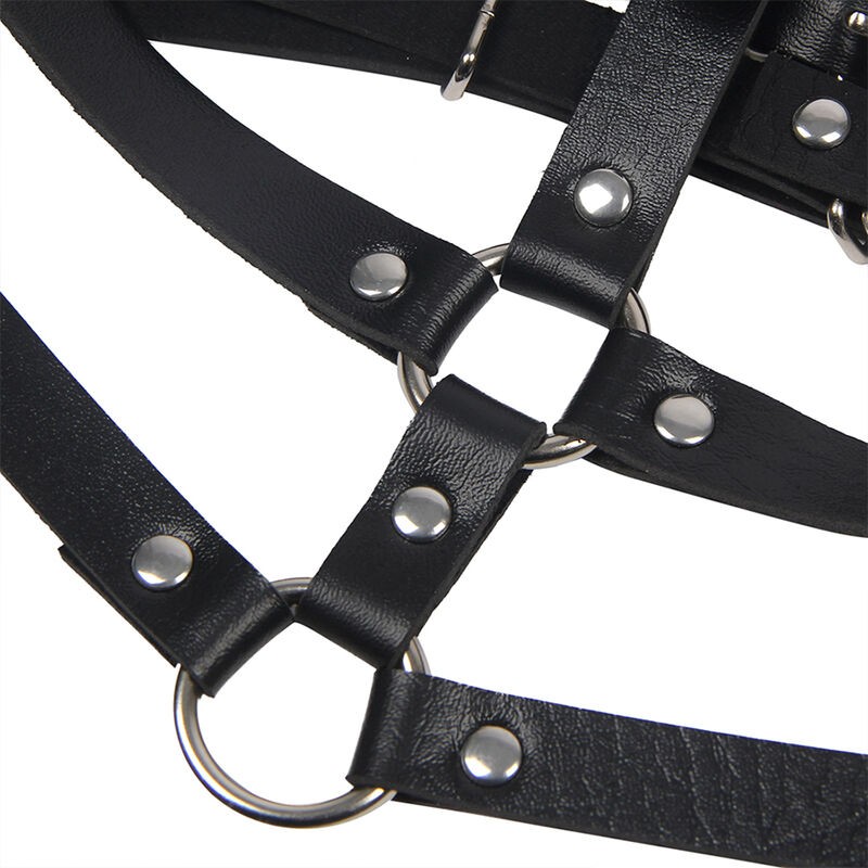 SUBBLIME - LEATHER RING CHEST HARNESS BLACK ONE SIZE SUBBLIME FETISH - 7