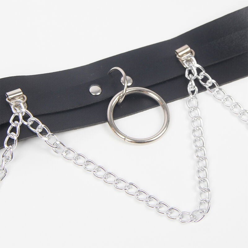 SUBBLIME - BELT AND GARTER HARNESS WITH RINGS AND CHAINDETAIL ONE SIZE SUBBLIME FETISH - 6