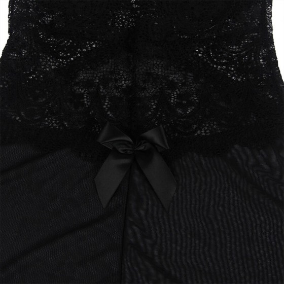 SUBBLIME - BABYDOLL TULLE FABRIC WITH LACE AND FLOWER DETAIL BLACK S/M SUBBLIME BABYDOLLS - 5